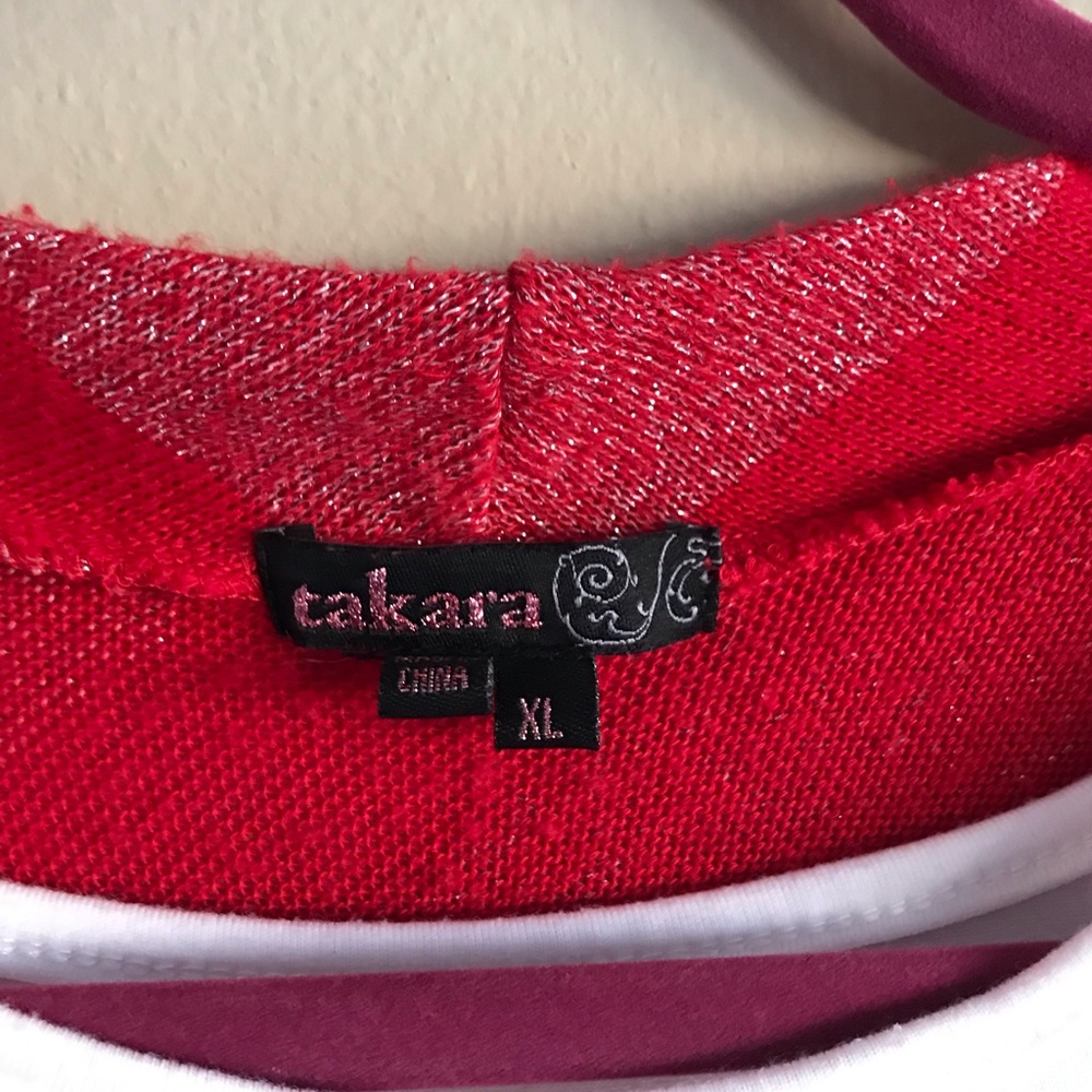 🎉HP🎉 Takara Red Short Sleeve Cardigan Set XL - Picture 4 of 5
